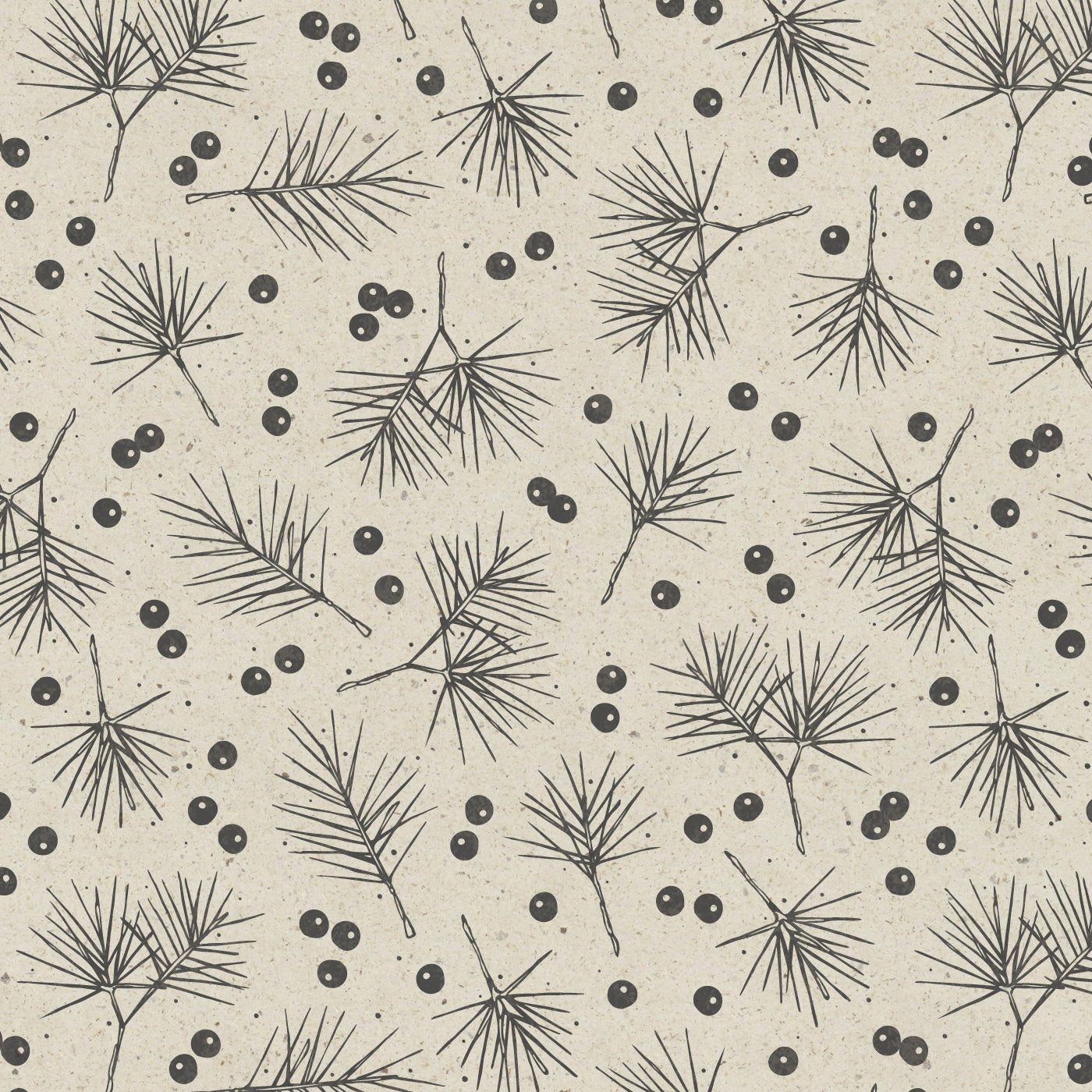 Inpakpapier - Berries Branches Gras Antraciet