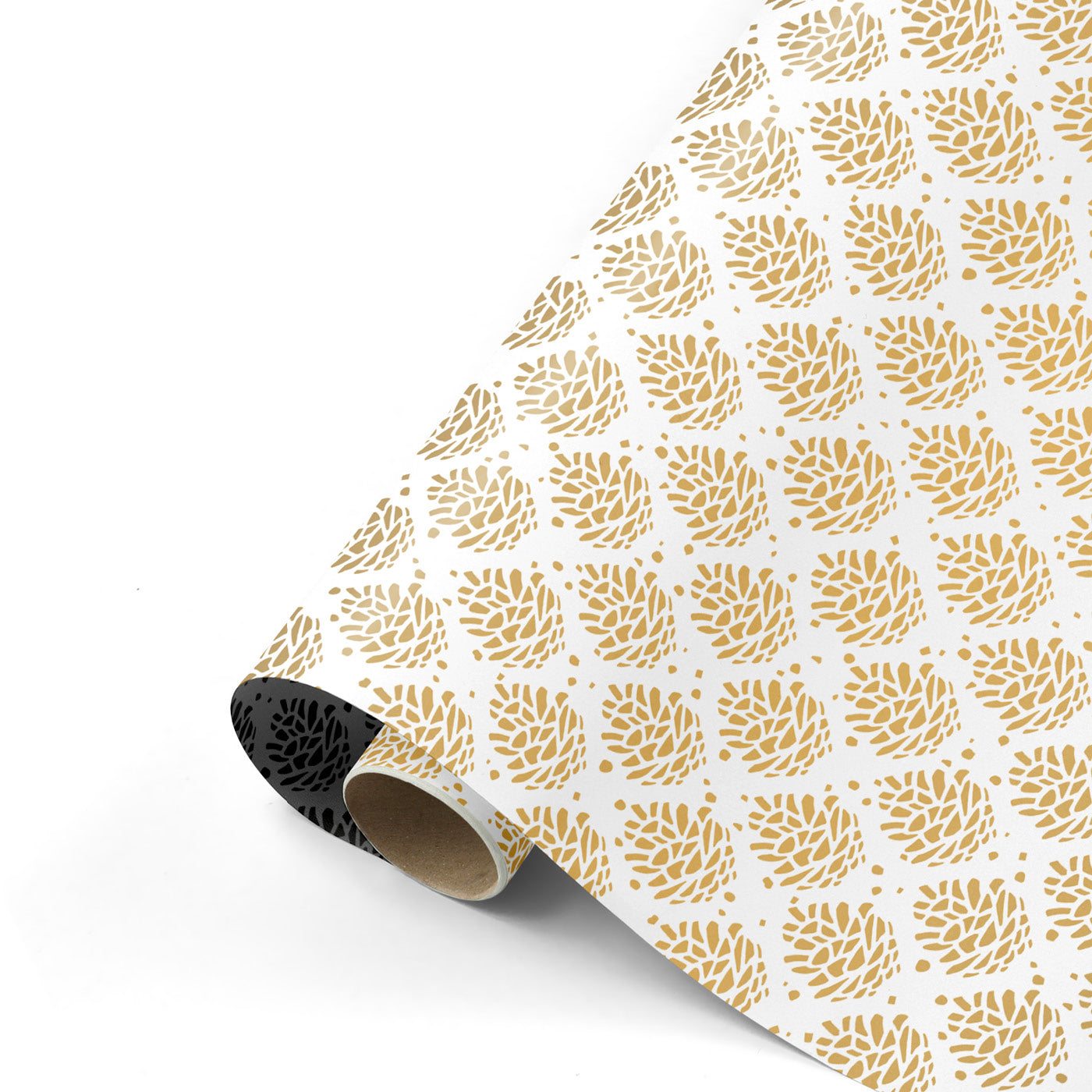 Inpakpapier - Pinecone Pattern Wit/goud