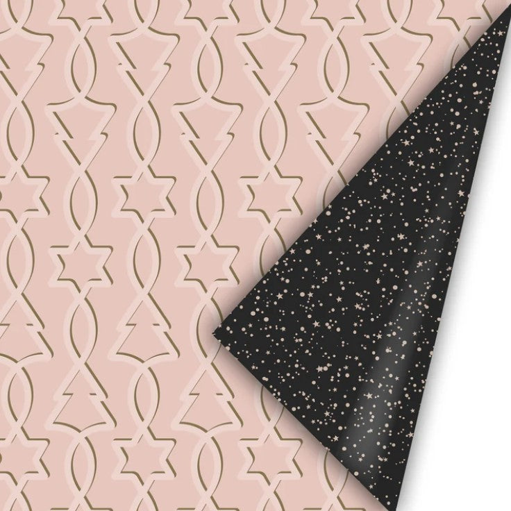 Inpakpapier - Trees & Stars Roze