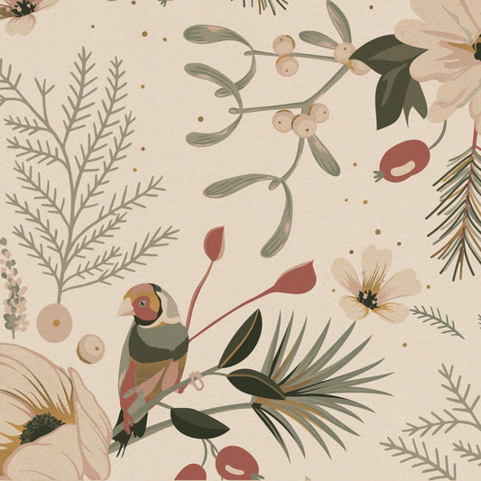 Inpakpapier - Vintage Christmas natural