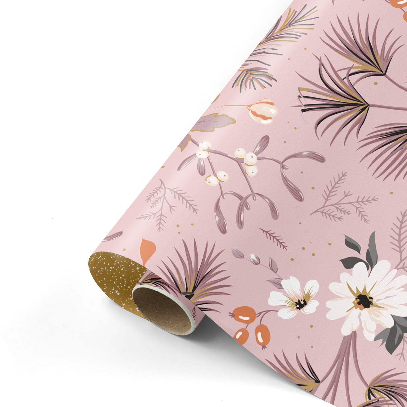 Inpakpapier - Vintage Christmas roze