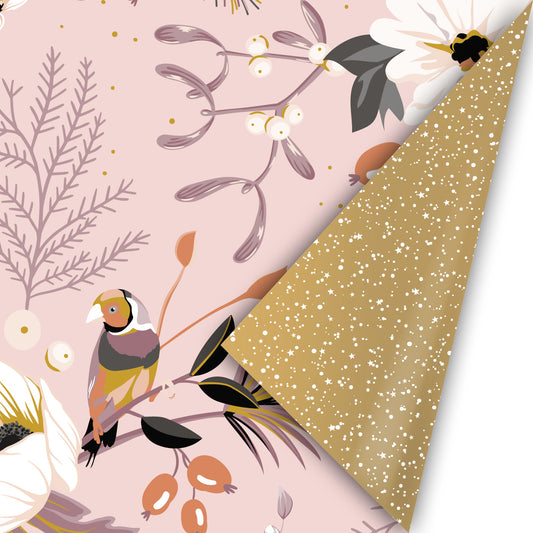 Inpakpapier - Vintage Christmas roze