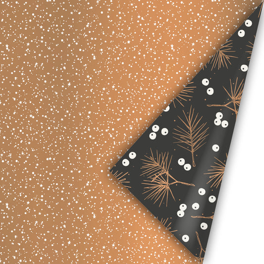 Inpakpapier - Twinkling stars Brons / zwart