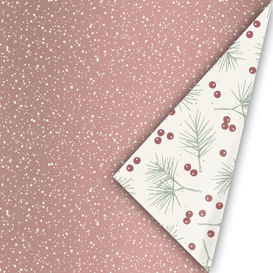 Inpakpapier - Twinkling stars Rosegoud / wit