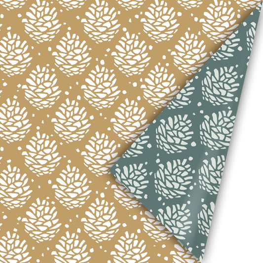 Inpakpapier - Pinecone Pattern Okergeel