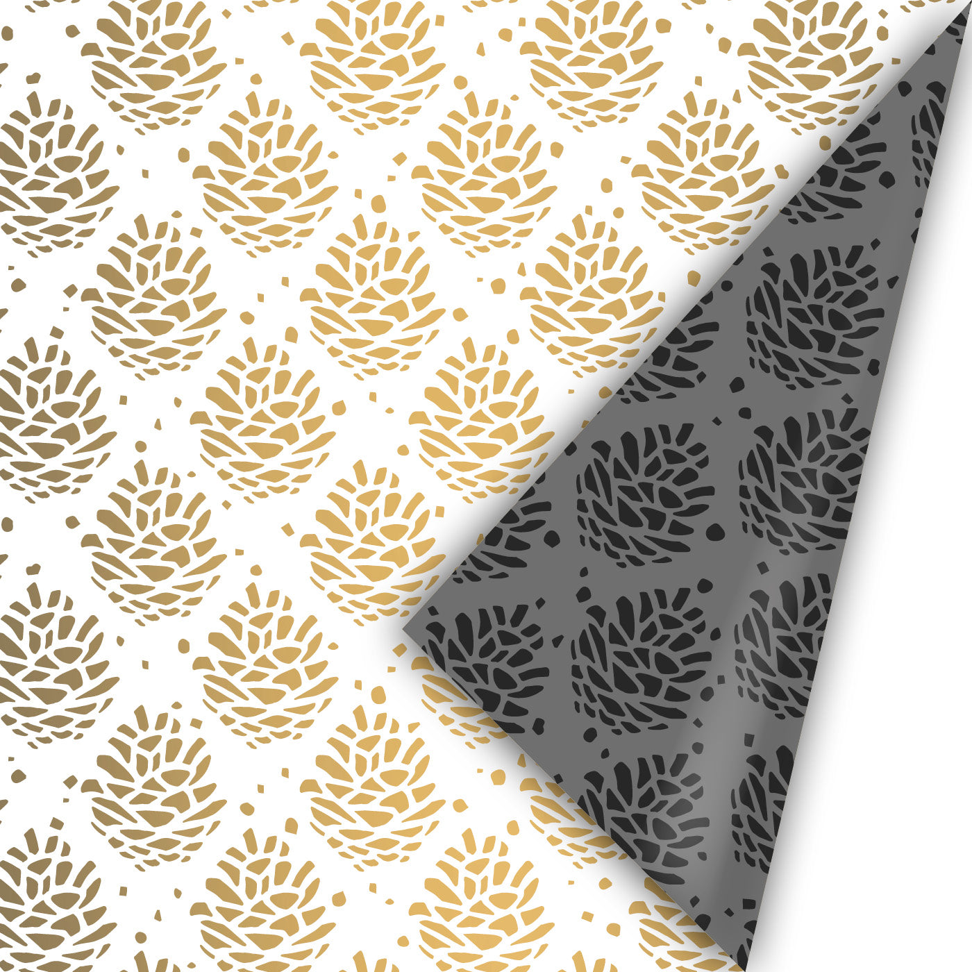 Inpakpapier - Pinecone Pattern Wit/goud