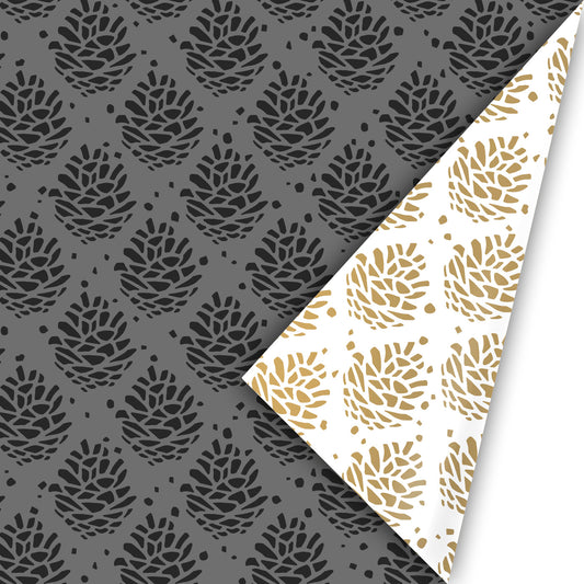 Inpakpapier - Pinecone Pattern Zwart