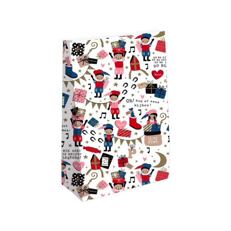 Blokbodemzakjes 18x8x30cm - Pieten Party 2 stuks