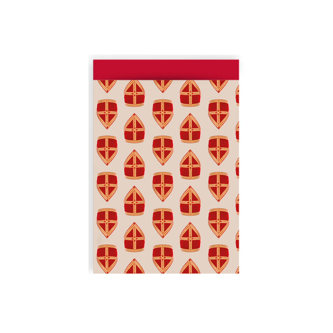 Cadeauzakje M 17 x25 - Sint mijter 5 stuks