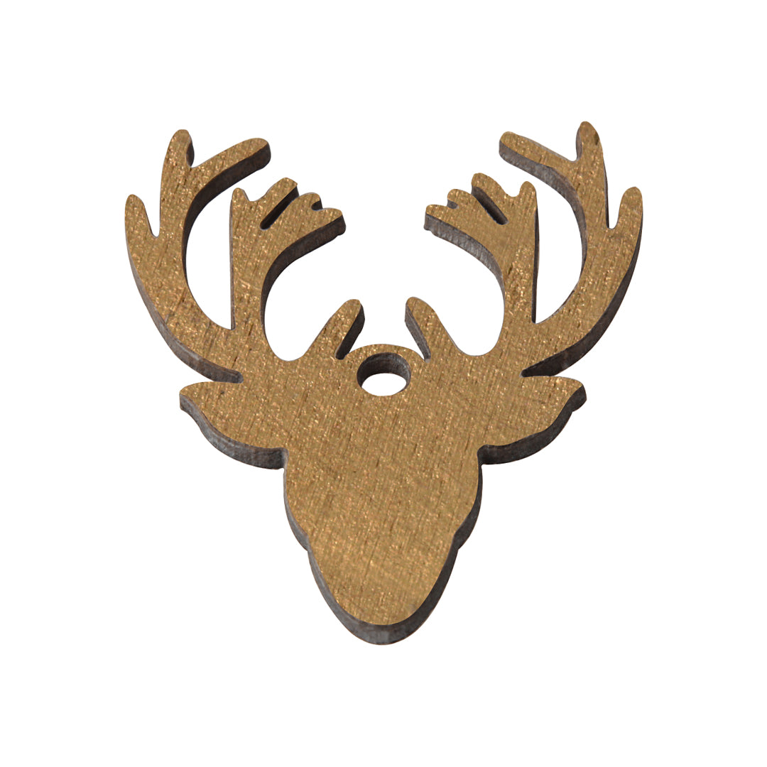 Deco Kerst - Houten hert goud 2 stuks