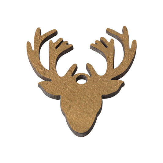 Deco Kerst - Houten hert goud 2 stuks