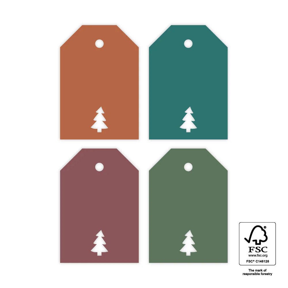 Cadeaulabels Kerst - Kerstboom 4 stuks