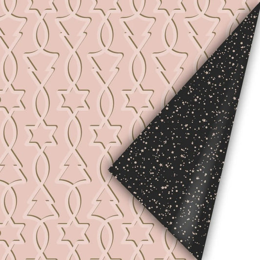 Inpakpapier - Trees & Stars Roze